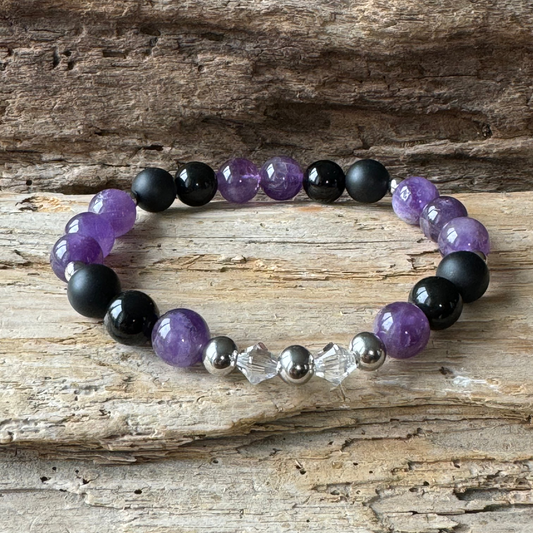 Amethyst, Matte Agate &amp; Obsidian